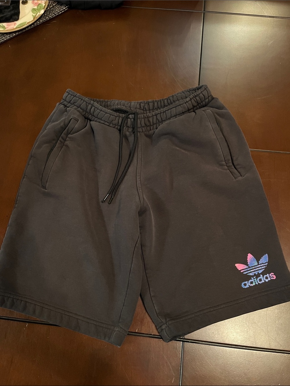 adidas dark gray Black Athletic Shorts with Multicolor Trefoil Logo